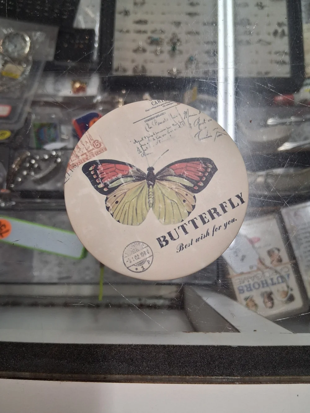 Butterfly Compact Mirror - Pink & Green